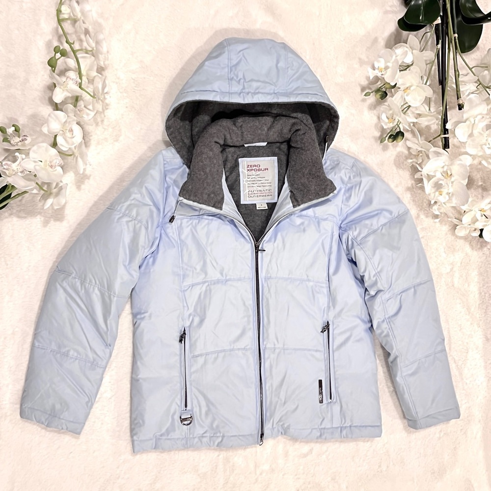 ✨🩵 ZERO XPOSUR Blue Down Puffer Jacket w/ Removable Hood & Water-Resistant 🩵✨